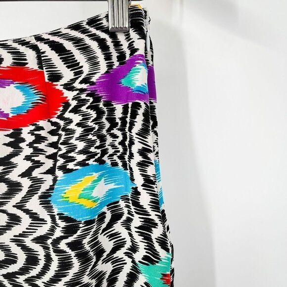 Vintage 100% Silk 80s Psychedelic Print High Waisted Cropped Straight Leg Pants - Picture 5 of 5